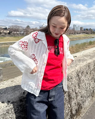 Lace-point color cardigan