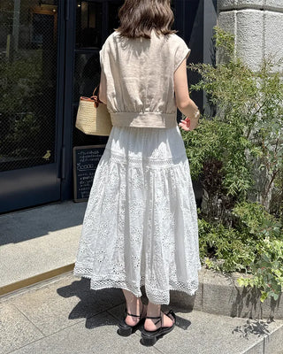 Drop-shoulder cropped vest jacket
