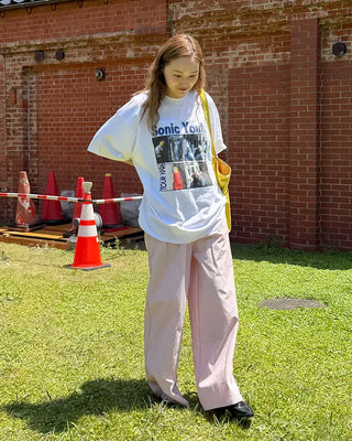 Belt loop striped easy pants