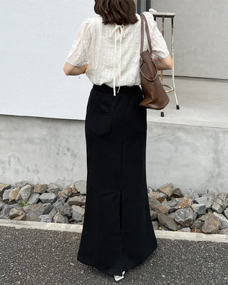 Lace frill blouse set