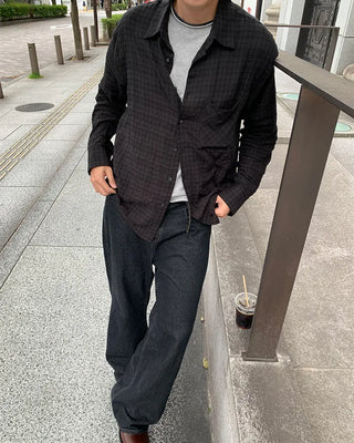Vintage check pattern summer shirt