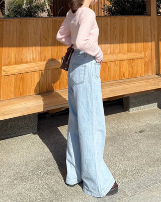 Half-open button ribbed knit