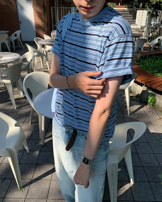 Casual striped short-sleeved T-shirt