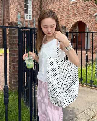 Dot canvas tote bag