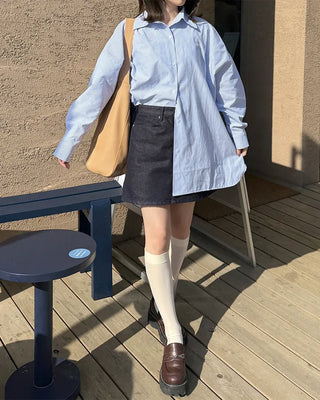 Simple low-rise denim short skirt