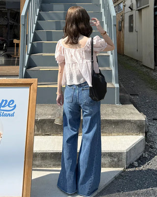 Ribbon string tiered blouse