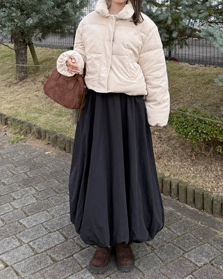 Balloon long elastic waist skirt