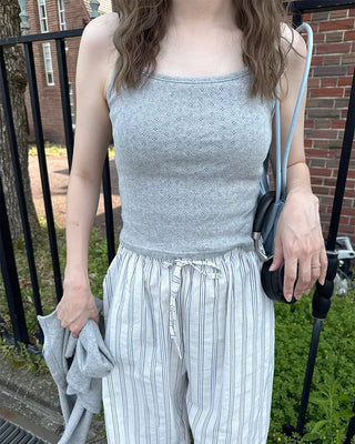 Perforated Sleeveless Cardigan Set