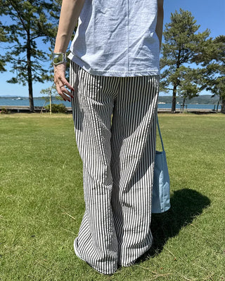 Simple striped banding pants