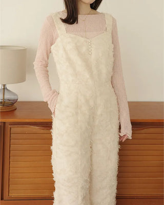 (ORIGINAL) Heart Neck Feather Jumpsuit
