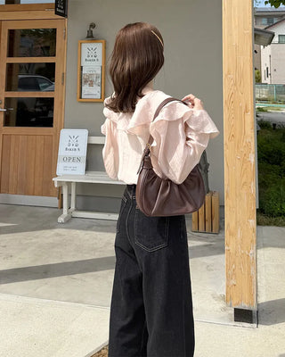 Ruffled V-neck blouse