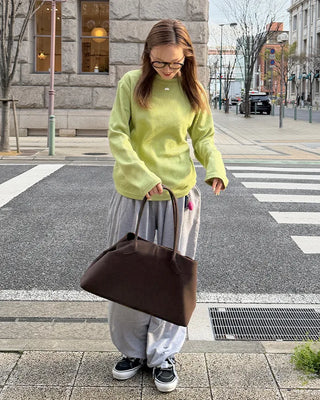 Round neck waffle long t-shirt