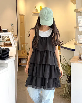Can-can frill mini dress