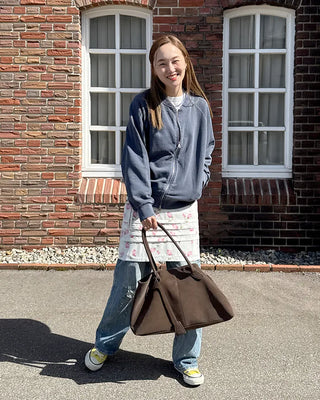 Vintage rose pattern midi skirt