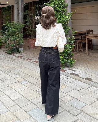 Punched ruffle blouse