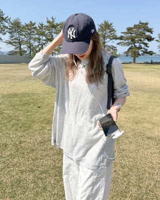 Oversized Long Sleeve Waffle T-Shirt