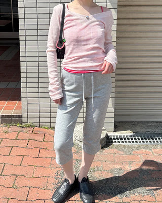 V-neck sheer long-sleeve knit