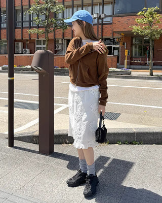 Rib-knit semi-cropped double-zip hoodie