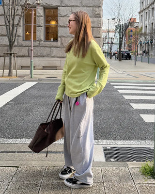 Round neck waffle long t-shirt