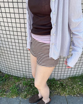 Striped knit shorts