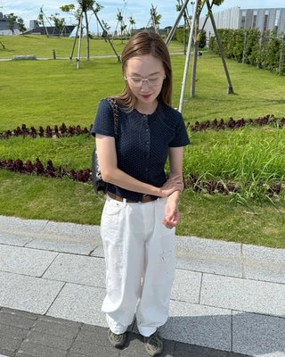 Polka Dot Short-Sleeved Cardigan