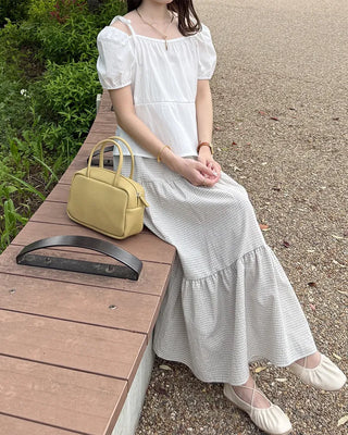 Checked long skirt