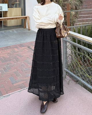 Polka Dot Frill Long Skirt