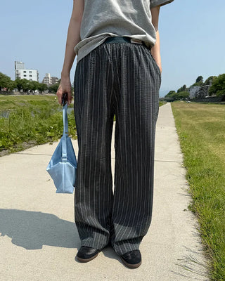 Loose-fit striped banding pants