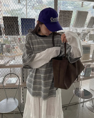 (Unisex) Striped Layered T-Shirt
