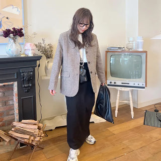 Button-up check jacket