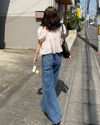Ribbon string tiered blouse