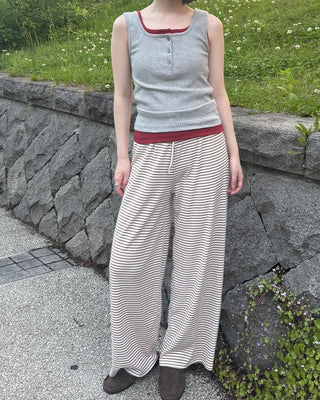 Striped wide easy pants