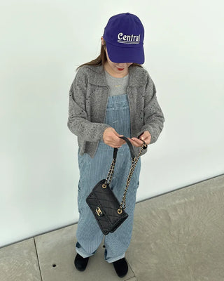 Perforated Collar Knit Zip-Up