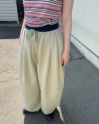 Waistband String Pintuck Sweatpants