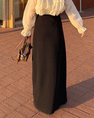 Ribbed maxi long skirt