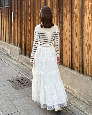 Striped off-shoulder knit