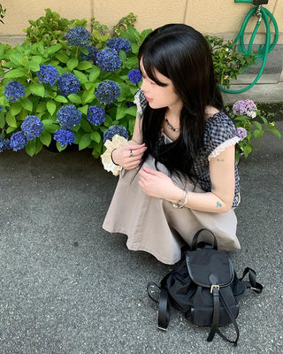 Gray vintage denim long skirt