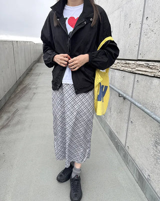 Checked long skirt