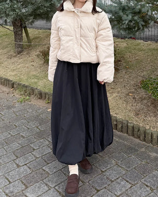 Balloon long elastic waist skirt