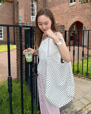 Dot canvas tote bag
