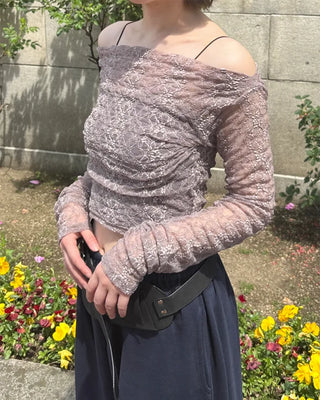Lace sheer off-shoulder