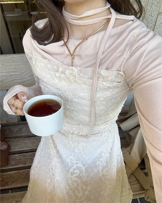Lace strap detail camisole long dress