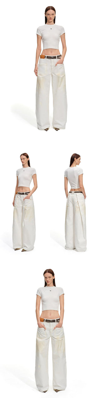 [NOTAWEAR] Wash Twill Denim Wide-Leg Pants