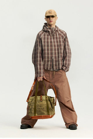[Monterest] Textured Plaid Hooded Jacket