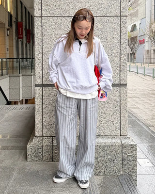 High-neck half-button sweatshirt