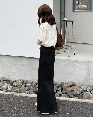 Lace frill blouse set