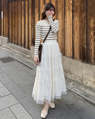 Striped off-shoulder knit