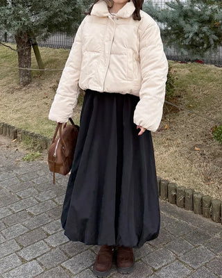 Balloon long elastic waist skirt