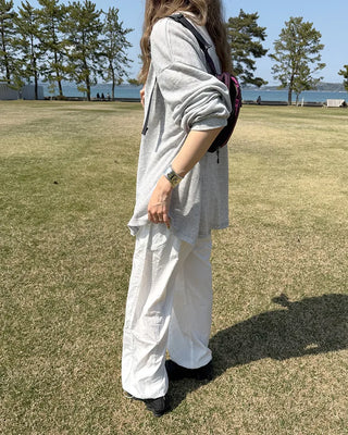 Center seam nylon parachute pants