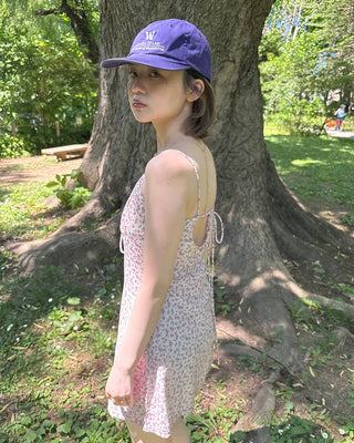 Flower pattern camisole mini dress